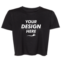 Bella + Canvas Women’s Flowy Crop Tee, Black, Front view, Mockup
