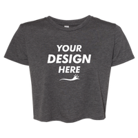 Bella + Canvas Women’s Flowy Crop Tee, Dark Grey Heather, Front view, Mockup