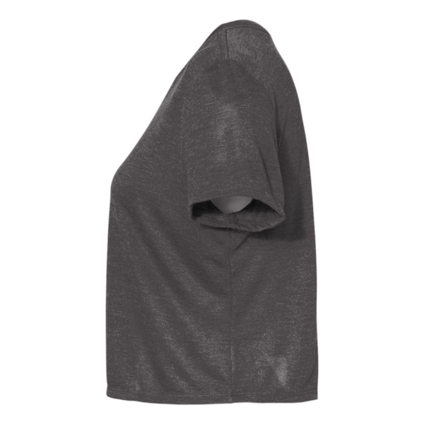 Bella + Canvas Women’s Flowy Crop Tee, Dark Grey Heather, Left Sleeve view