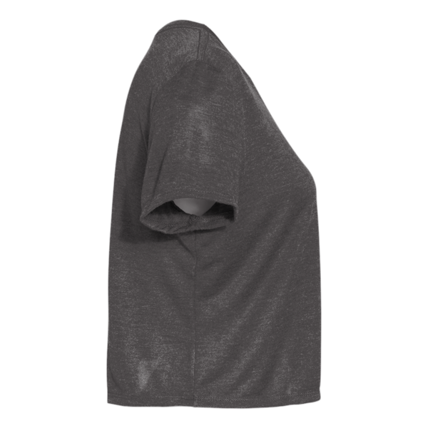Bella + Canvas Women’s Flowy Crop Tee, Dark Grey Heather, Right Sleeve view