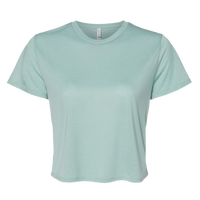 Bella + Canvas Women’s Flowy Crop Tee, Dusty Blue, Front view
