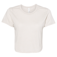 Bella + Canvas Women’s Flowy Crop Tee, Heather Dust, Front view