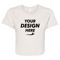Bella + Canvas Women’s Flowy Crop Tee, Heather Dust, Front view, Mockup