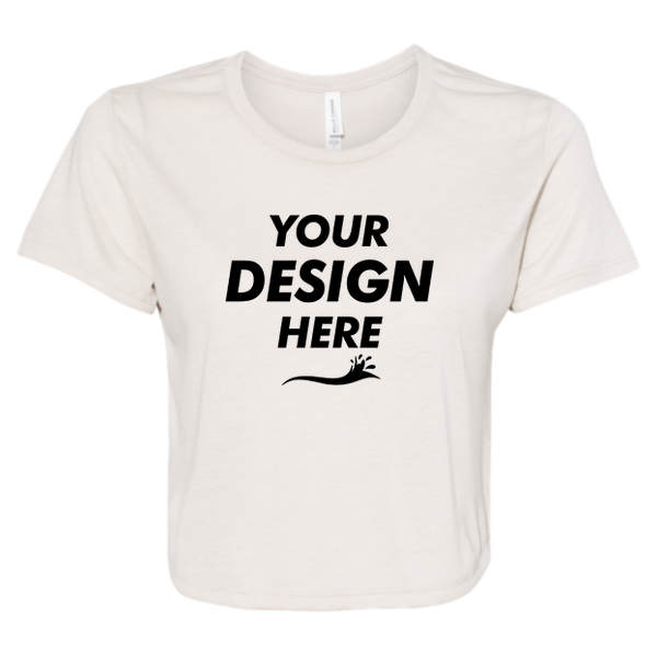 Bella + Canvas Women’s Flowy Crop Tee, Heather Dust, Front view, Mockup
