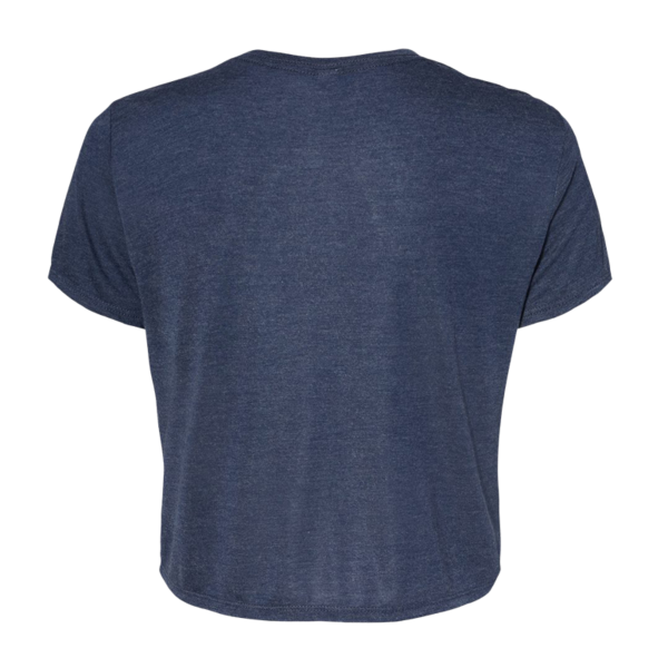 Bella + Canvas Women’s Flowy Crop Tee, Heather Navy, Back view