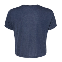 Bella + Canvas Women’s Flowy Crop Tee, Heather Navy, Back view