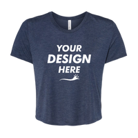 Bella + Canvas Women’s Flowy Crop Tee, Heather Navy, Front view, Mockup