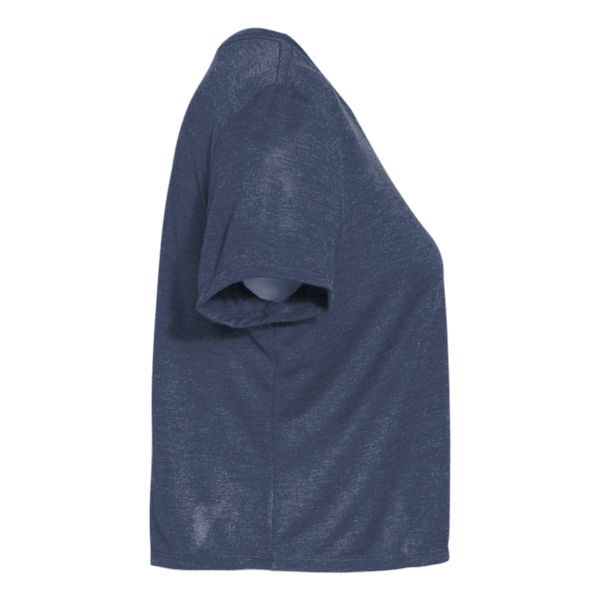 Bella + Canvas Women’s Flowy Crop Tee, Heather Navy, Right Sleeve view