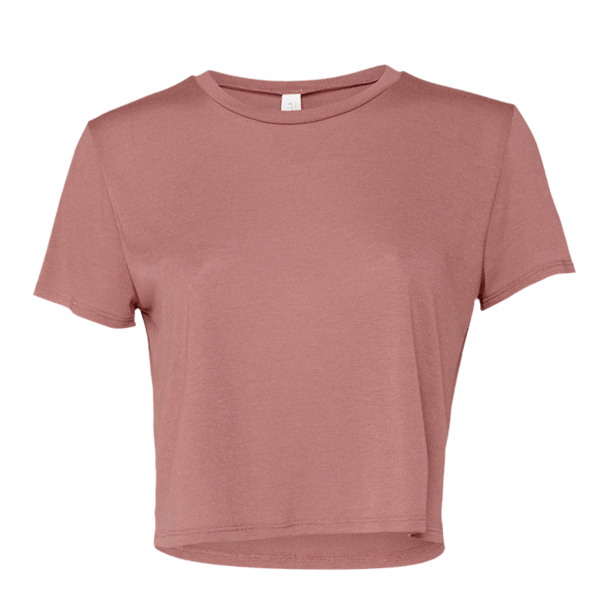 Bella + Canvas Women’s Flowy Crop Tee, Mauve, Front view
