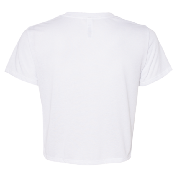 Bella + Canvas Women’s Flowy Crop Tee, White, Back view