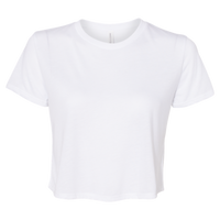 Bella + Canvas Women’s Flowy Crop Tee, White, Front view