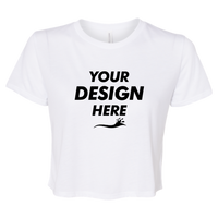 Bella + Canvas Women’s Flowy Crop Tee, White, Front view, Mockup