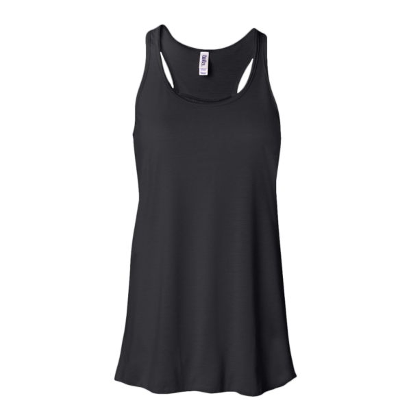 Bella + Canvas Women's Flowy Racerback Tank, Black / Black, Front view