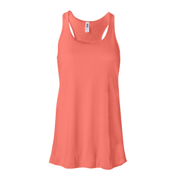 Bella + Canvas Women's Flowy Racerback Tank, Coral / Coral, Front view