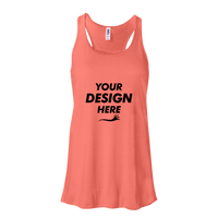 Bella + Canvas Women's Flowy Racerback Tank, Coral / Coral, Front view, Mockup
