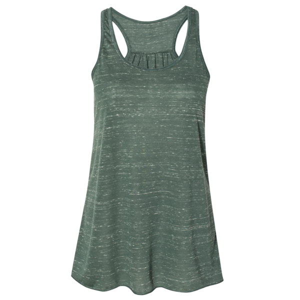Bella + Canvas Women's Flowy Racerback Tank, Forest Marble / Forest Marble, Front view