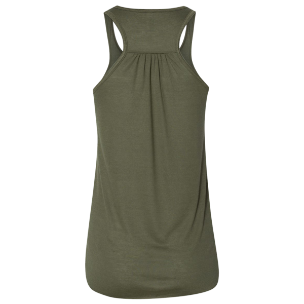 Bella + Canvas Women's Flowy Racerback Tank, Military Green / Military Green, Back view