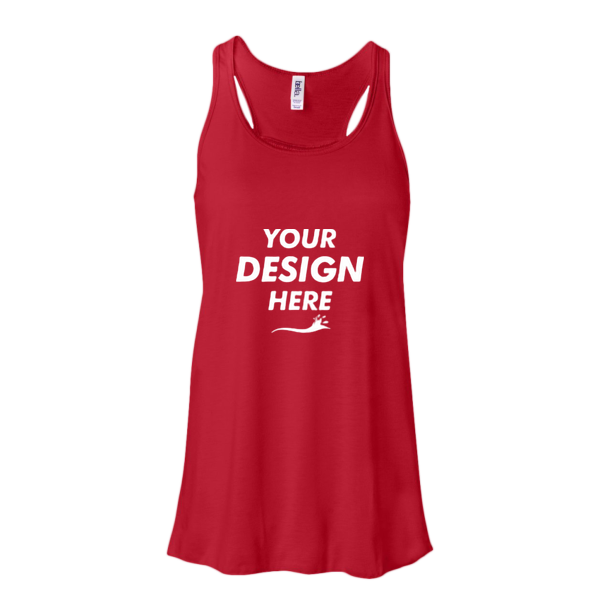 Bella + Canvas Women's Flowy Racerback Tank, Red / Red, Front view, Mockup