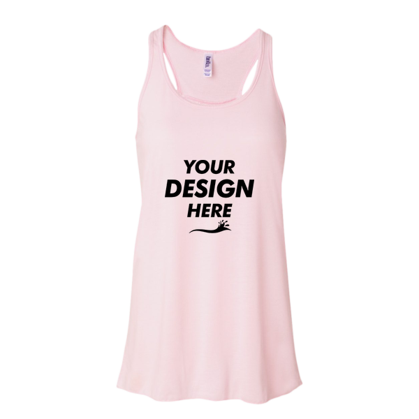 Bella + Canvas Women's Flowy Racerback Tank, Soft Pink / Soft Pink, Front view, Mockup