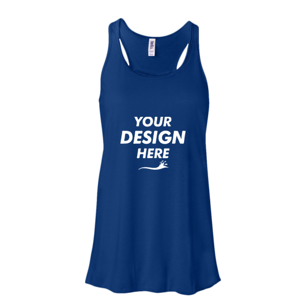 Bella + Canvas Women's Flowy Racerback Tank, True Royal / True Royal, Front view, Mockup