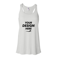 Bella + Canvas Women's Flowy Racerback Tank, White / White, Front view, Mockup