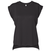 Bella + Canvas Women’s Flowy Rolled Cuffs Muscle Tee, Black, Front view