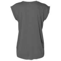 Bella + Canvas Women’s Flowy Rolled Cuffs Muscle Tee, Dark Grey Heather, Back view