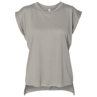 Bella + Canvas Women’s Flowy Rolled Cuffs Muscle Tee, Heather Stone, Front view