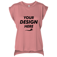 Bella + Canvas Women’s Flowy Rolled Cuffs Muscle Tee, Mauve, Front view, Mockup