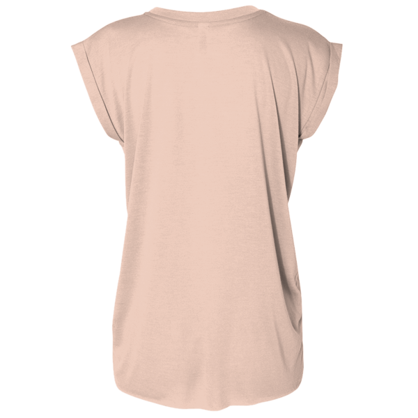 Bella + Canvas Women’s Flowy Rolled Cuffs Muscle Tee, Peach, Back view
