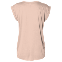 Bella + Canvas Women’s Flowy Rolled Cuffs Muscle Tee, Peach, Back view