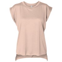 Bella + Canvas Women’s Flowy Rolled Cuffs Muscle Tee, Peach, Front view