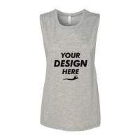 Bella + Canvas Women's Flowy Scoop Muscle Tank, Athletic Heather, Front view, Mockup
