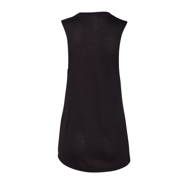 Bella + Canvas Women's Flowy Scoop Muscle Tank, Black, Back view