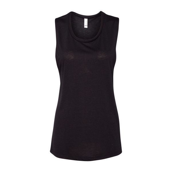 Bella + Canvas Women's Flowy Scoop Muscle Tank, Black, Front view