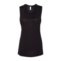 Bella + Canvas Women's Flowy Scoop Muscle Tank, Black, Front view