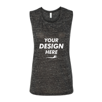 Bella + Canvas Women's Flowy Scoop Muscle Tank, Black Marble, Front view, Mockup
