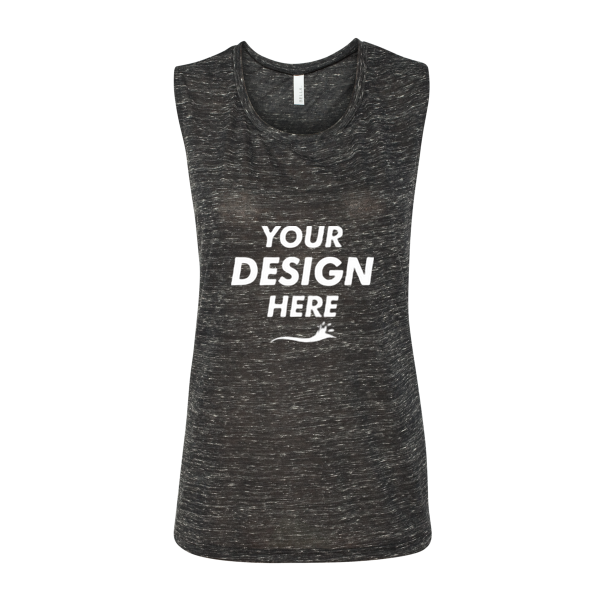 Bella + Canvas Women's Flowy Scoop Muscle Tank, Black Marble, Front view, Mockup