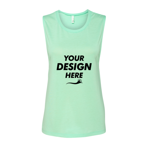 Bella + Canvas Women's Flowy Scoop Muscle Tank, Mint, Front view, Mockup