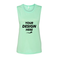 Bella + Canvas Women's Flowy Scoop Muscle Tank, Mint, Front view, Mockup