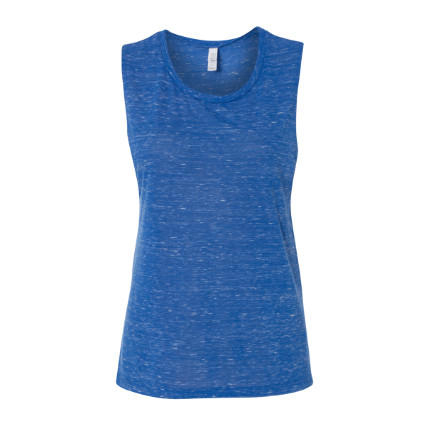 Bella + Canvas Women's Flowy Scoop Muscle Tank, True Royal Marble, Front view