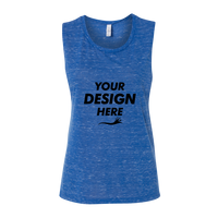 Bella + Canvas Women's Flowy Scoop Muscle Tank, True Royal Marble, Front view, Mockup