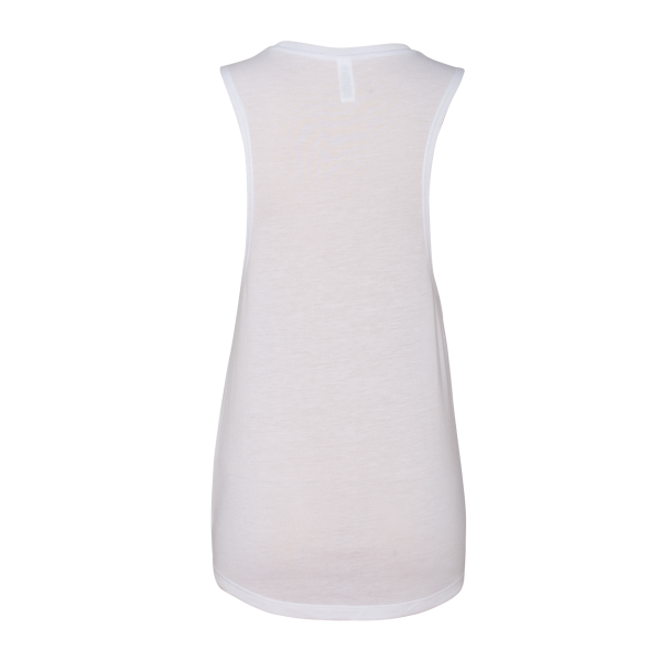 Bella + Canvas Women's Flowy Scoop Muscle Tank, White, Back view