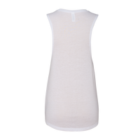 Bella + Canvas Women's Flowy Scoop Muscle Tank, White, Back view