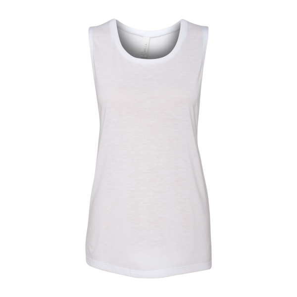 Bella + Canvas Women's Flowy Scoop Muscle Tank, White, Front view