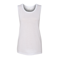 Bella + Canvas Women's Flowy Scoop Muscle Tank, White, Front view