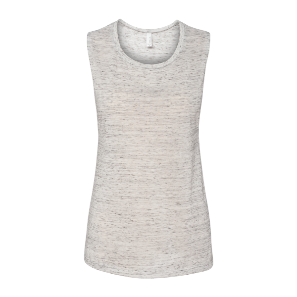 Bella + Canvas Women's Flowy Scoop Muscle Tank, White Marble, Front view