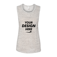 Bella + Canvas Women's Flowy Scoop Muscle Tank, White Marble, Front view, Mockup