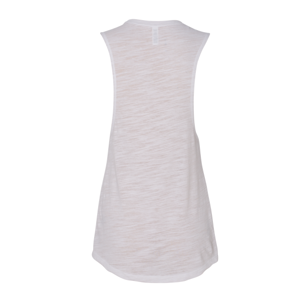 Bella + Canvas Women's Flowy Scoop Muscle Tank, White Slub, Back view