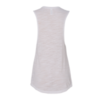 Bella + Canvas Women's Flowy Scoop Muscle Tank, White Slub, Back view
